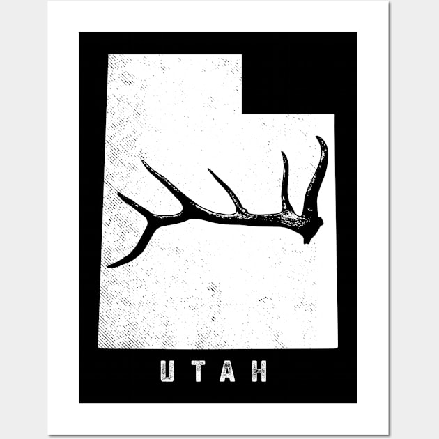 Elk & Deer Shed antler hunting utah MAP t-shirt Wall Art by tmuzaa